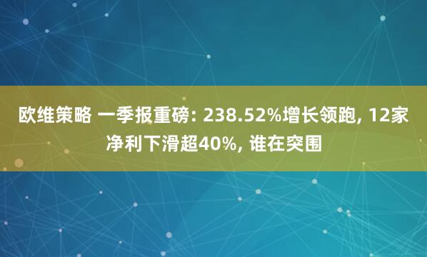欧维策略 一季报重磅: 238.52%增长领跑, 12家净利下滑超40%, 谁在突围